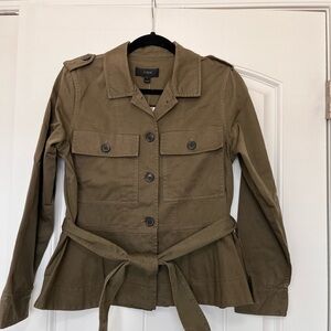 J. Crew Olive Green Utility Fatigue Safari Jacket with Belt Size Small